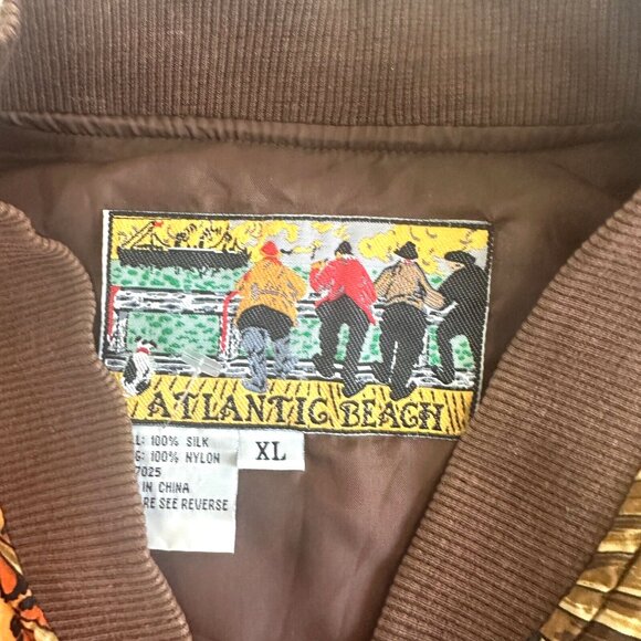 Vintage Big Cat Silk Jacket Animal Print Jaguar Bomber Jungle 80s 90s - Picture 5 of 16